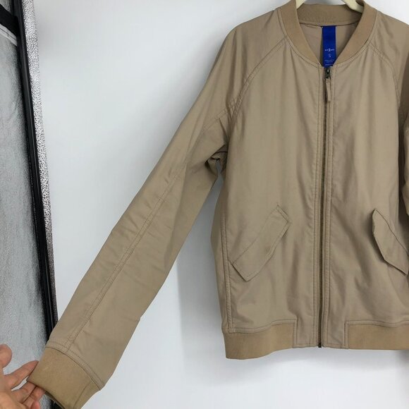 Kit & Ace men's Khaki utility style tan bomber jacket full zip pockets size S - Picture 4 of 14